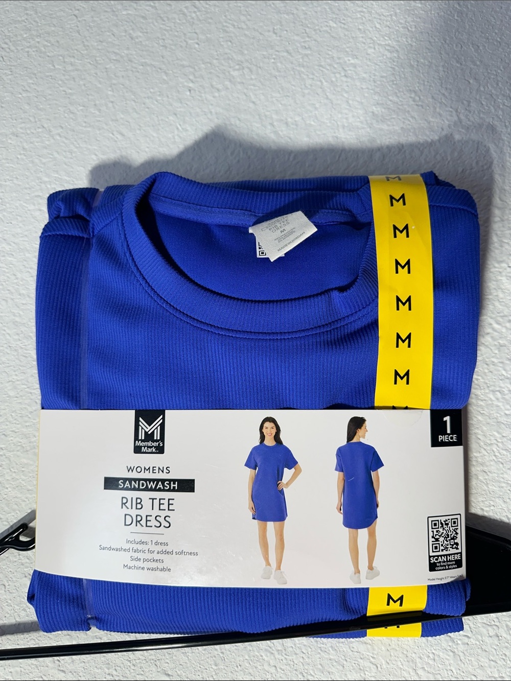 Member's Mark Women's Sandwash Rib Tee Dress - Royal Blue